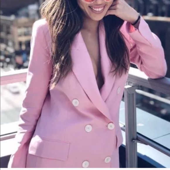 zara pink double breasted blazer